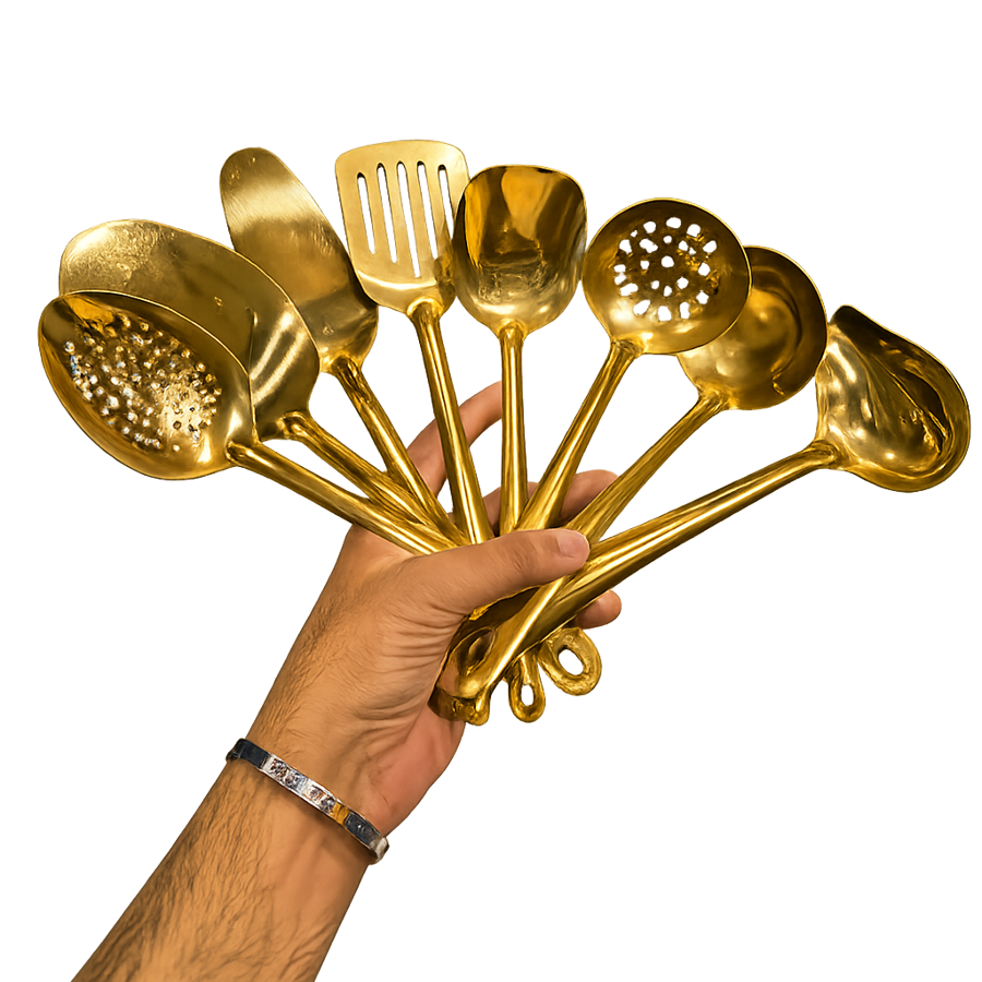  Gold stainless steel spoon set