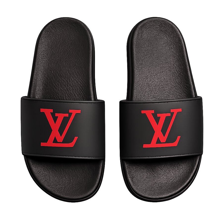 Luxury red and black LV Inspired Slipper