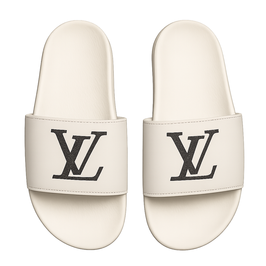 Luxury White LV Inspired Slipper