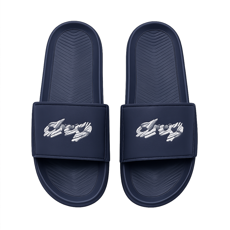 Navy Blue Graphic Comfort Slides