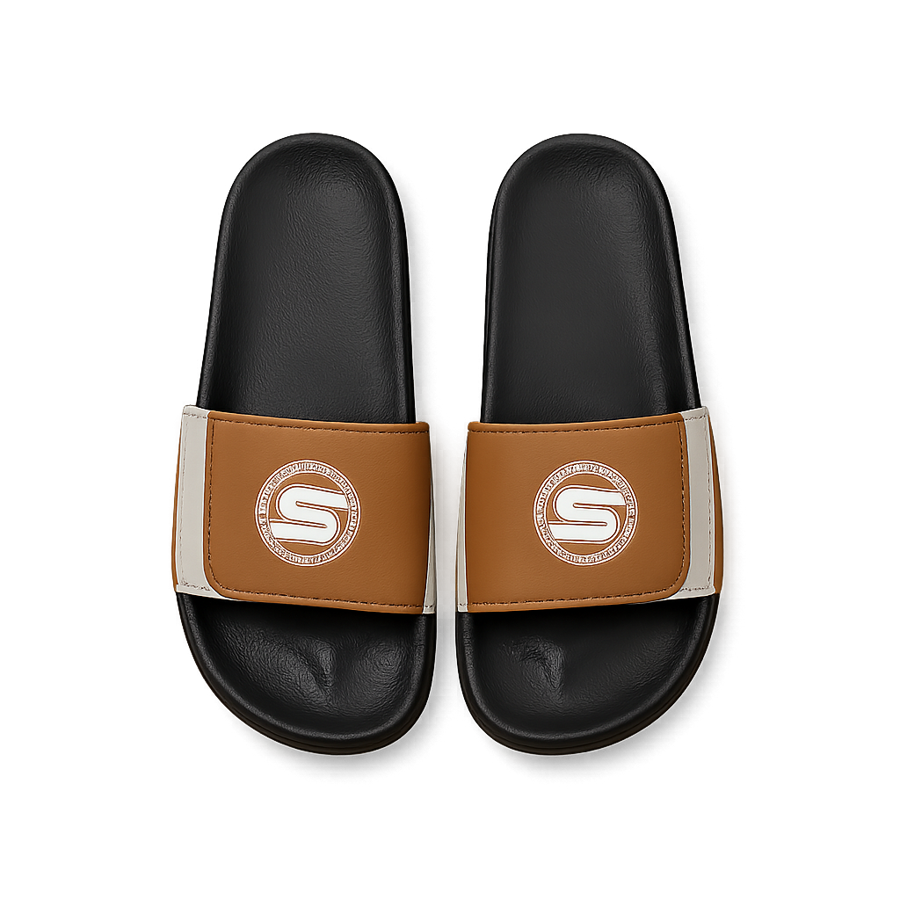 Brown Black Sport Slides
