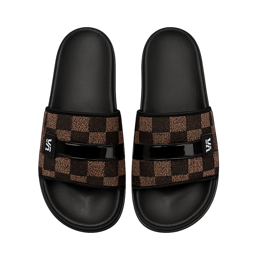  Brown Checkered Slides