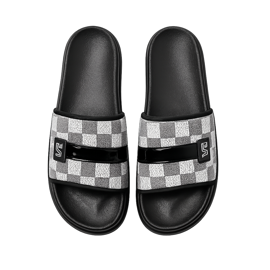 Grey Checkered Slides.