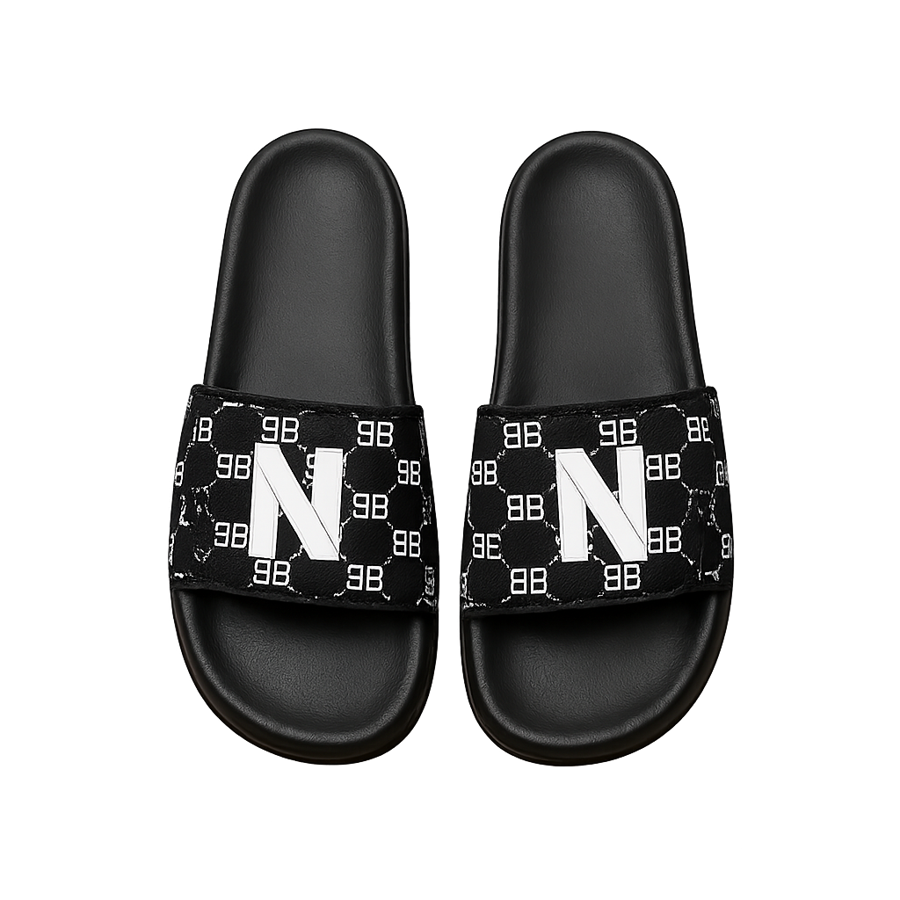Black Monogram Slides