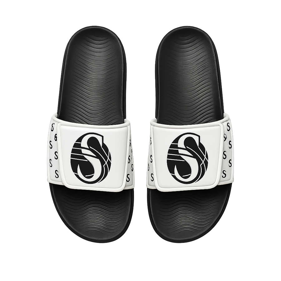  White strap slide slippers