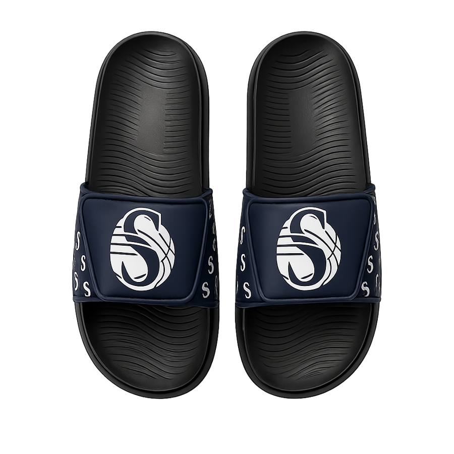  Navy blue slide slippers