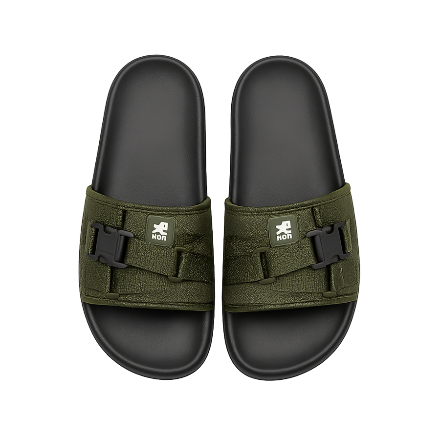 Olive green slide slippers