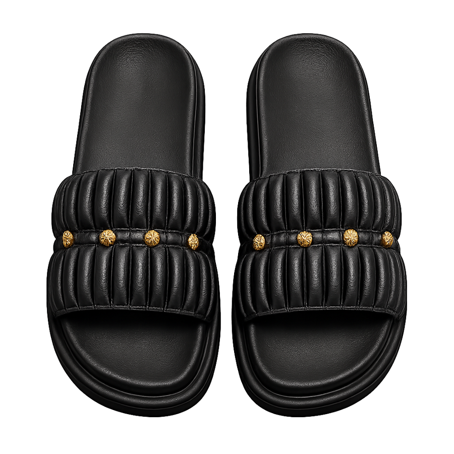 Black Luxe Pearl Slides