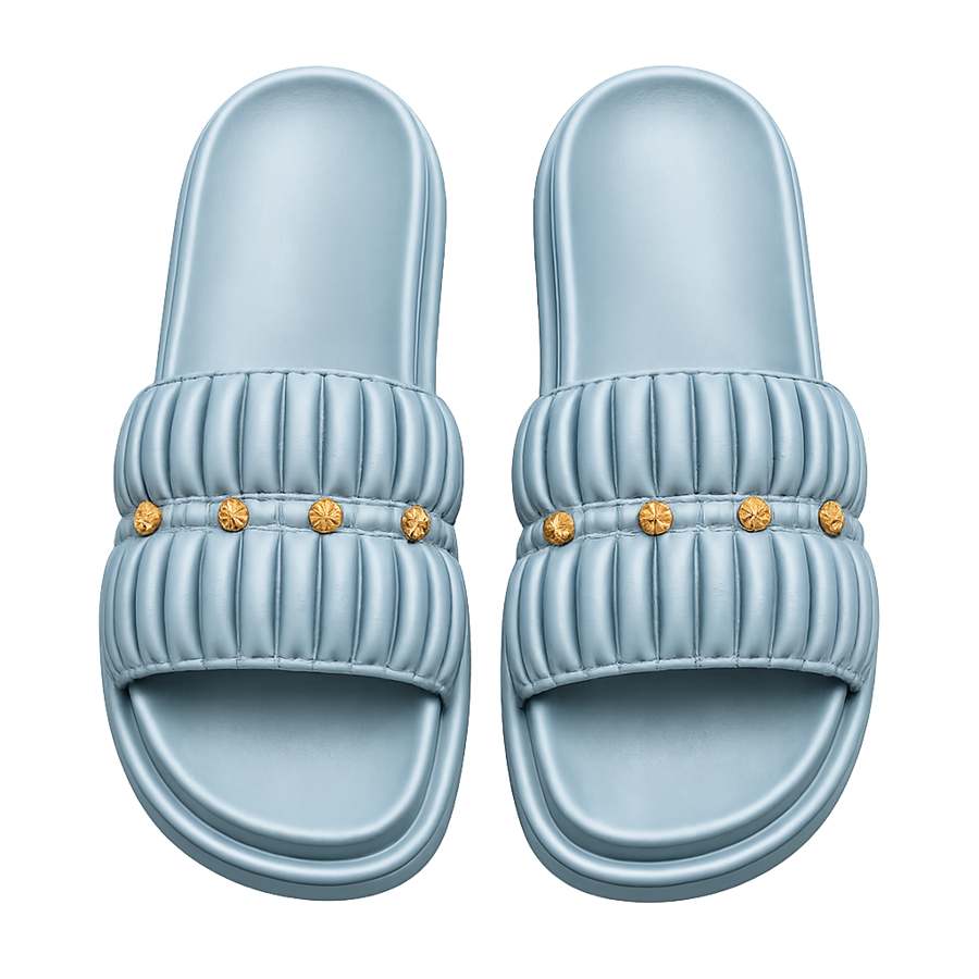 Sky Blue Luxe Pearl Slides
