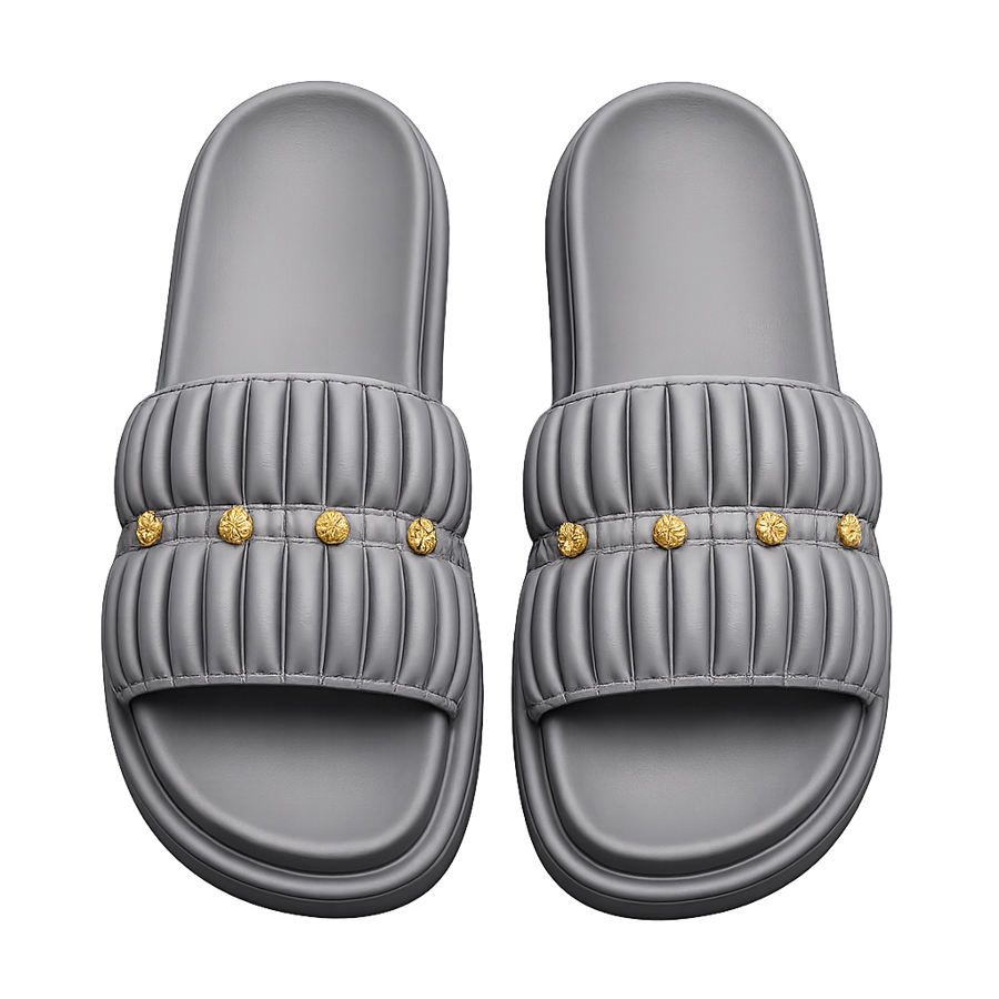 Grey Luxe Pearl Slides
