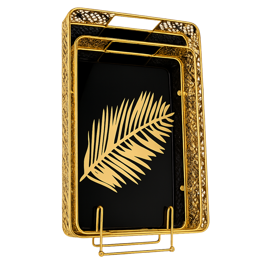 Royal Palm Gold 2-Piece Tray Set