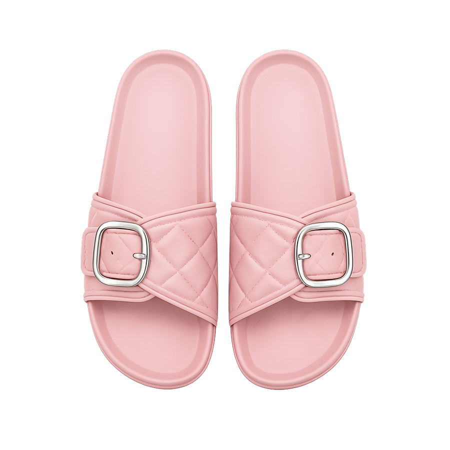 Blush Buckle Pink Slides