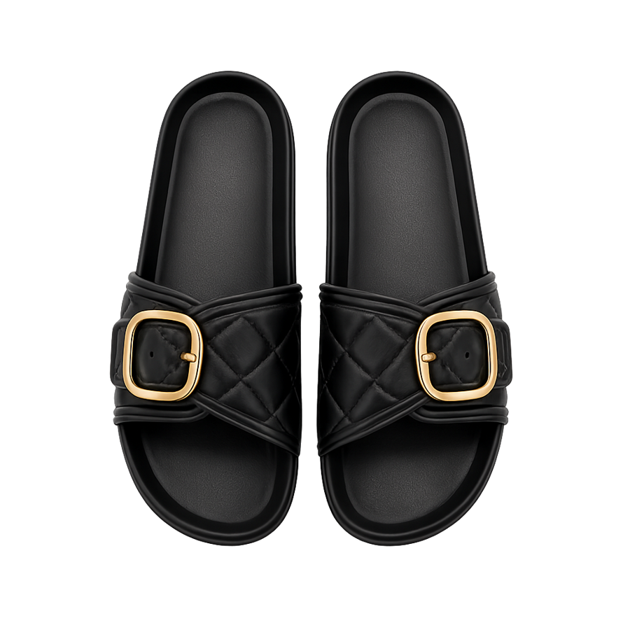 Black Buckle Slides